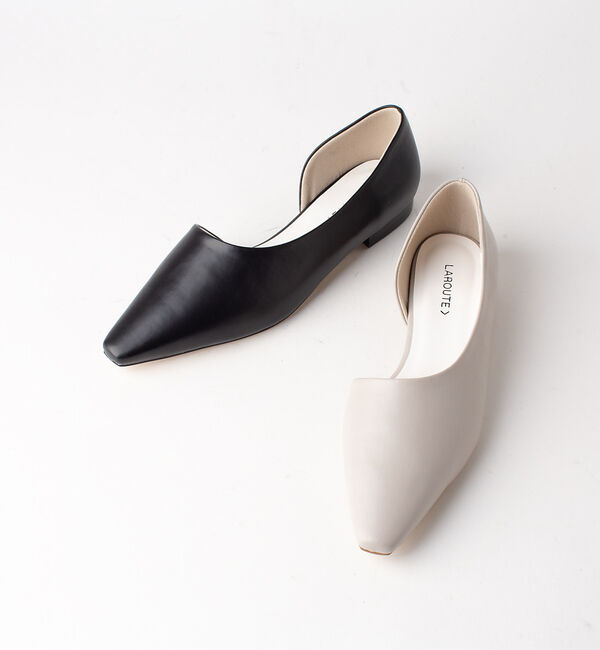 AU BANNISTER「【LAROUTE】サイドオープン フラットパンプス」|パンプス|