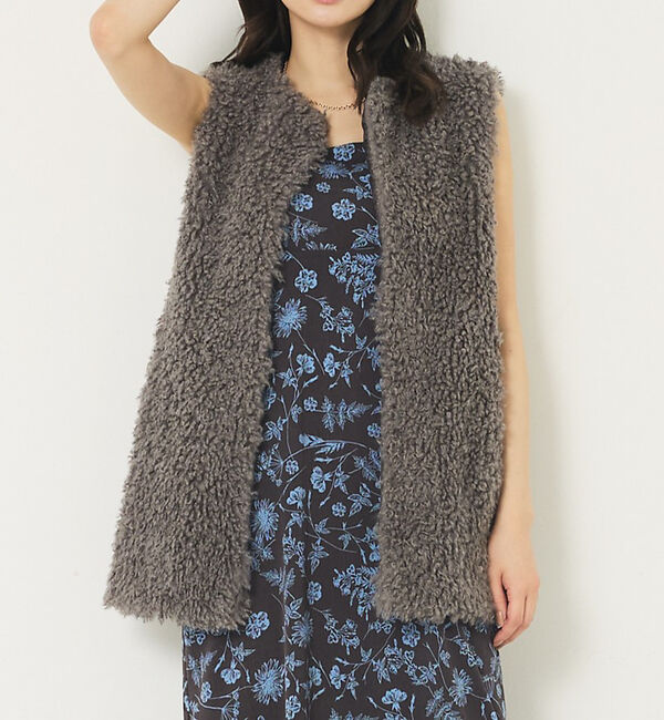 abahouse mavie「フェイクファーベスト」|ベスト・ジレ|グレー