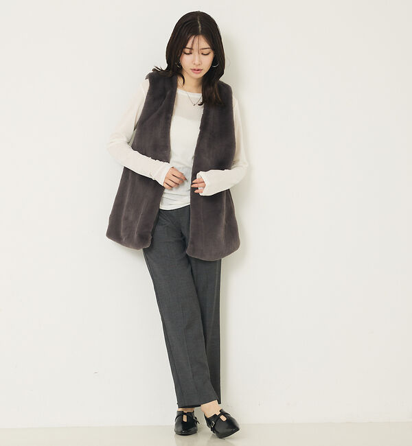 abahouse mavie「フェイクファーベスト」|ベスト・ジレ|