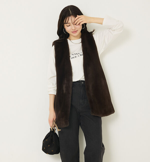 abahouse mavie「フェイクファーベスト」|ベスト・ジレ|