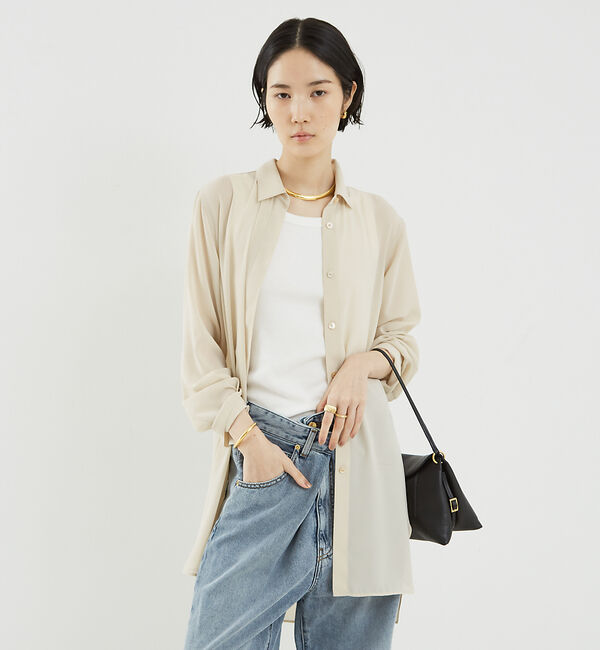 The Store by C' 「【COCUCA】シアーチュニックシャツ」|シャツ・ブラウス|ベージュ