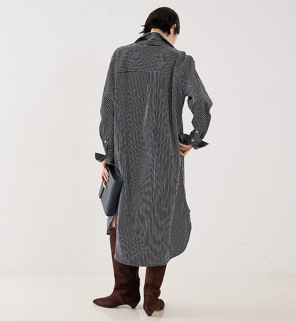The Store by C' 「【TOTEME】STRIPED KIMONO-SLEEVE SHIRTDRESS」|ワンピース|