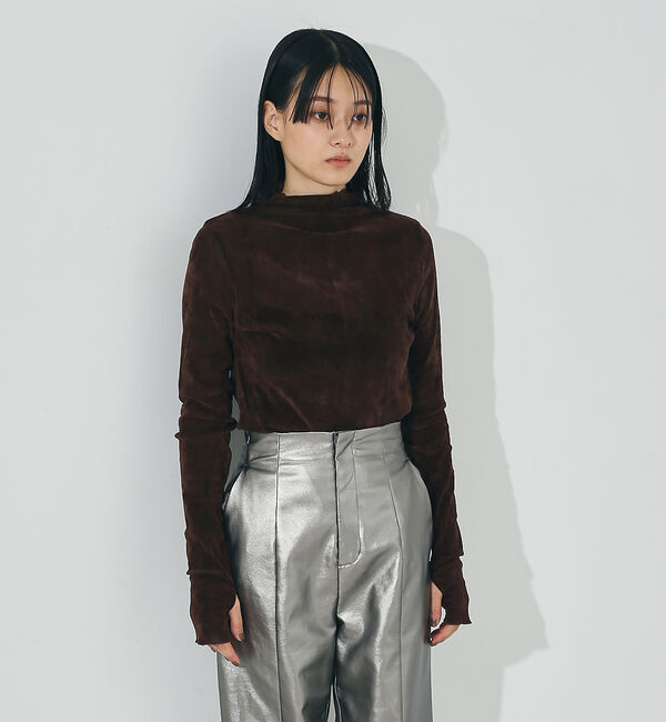 NOMINE「【miry dcera】ベロアシースルーボトルネックカットソー」|Tシャツ・カットソー|ブラウン