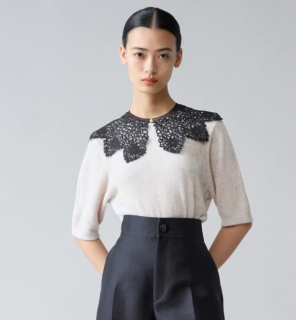 TIARA「レース襟モールニット」|ニット・セーター|アイボリー