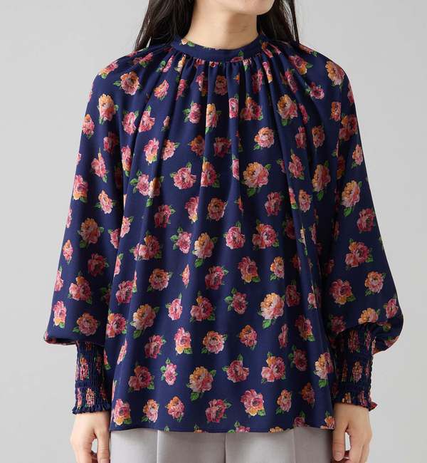 TIARA「オールドローズプリントハイネックブラウス」|シャツ・ブラウス|