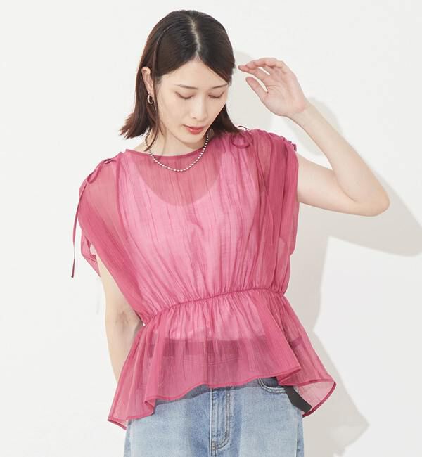 Soffitto「ギャザーペプラムブラウス」|シャツ・ブラウス|ボルドー