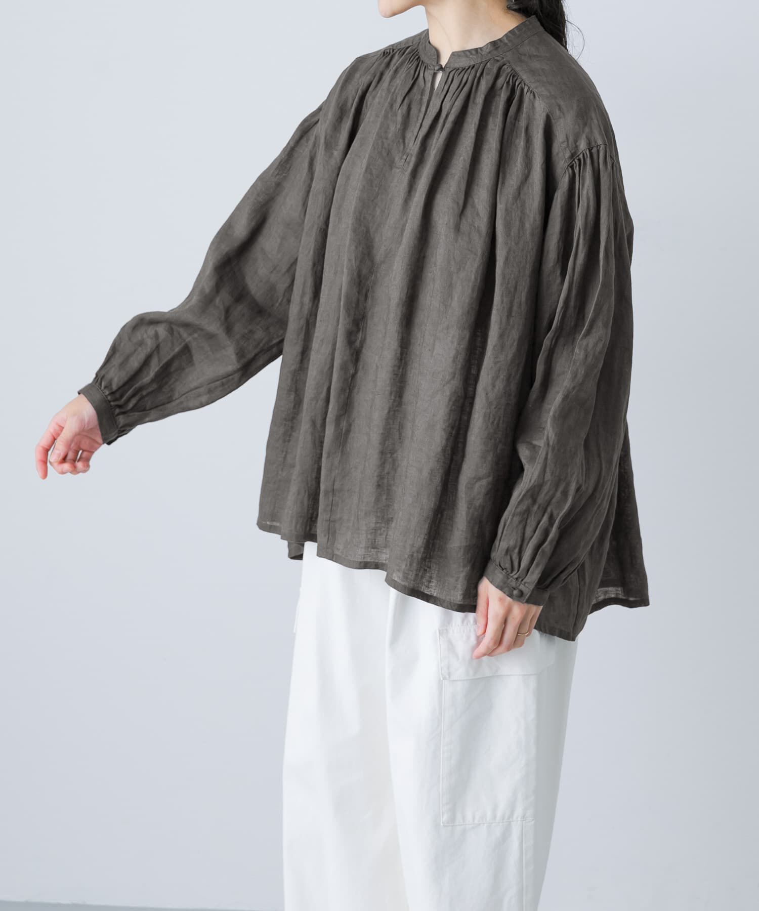 かぐれ「リネンスモックブラウス」|シャツ・ブラウス|