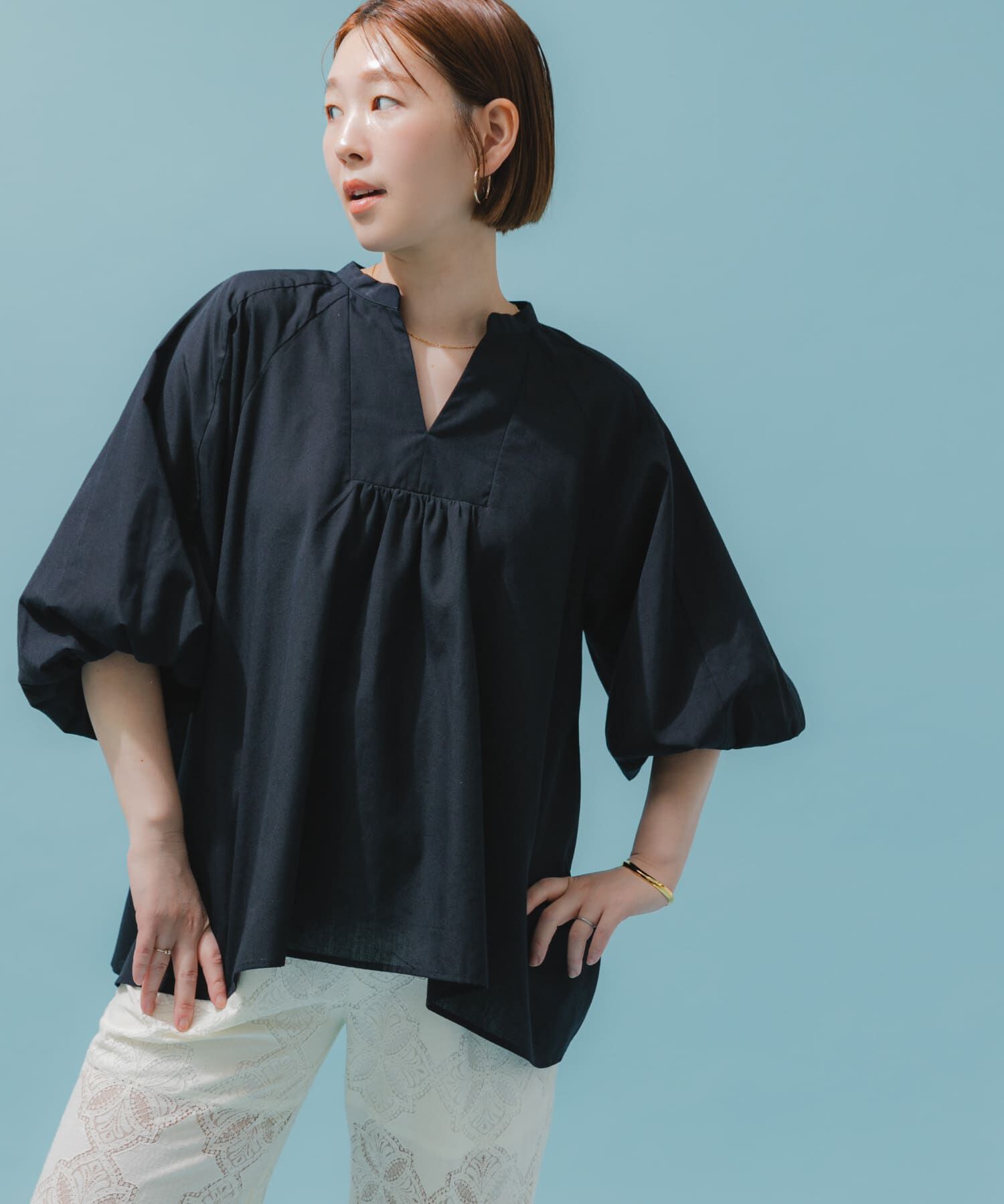 URBAN RESEARCH ROSSO「『UR TECH』F by ROSSO　イージーリネンボリュームブラウス」|シャツ・ブラウス|