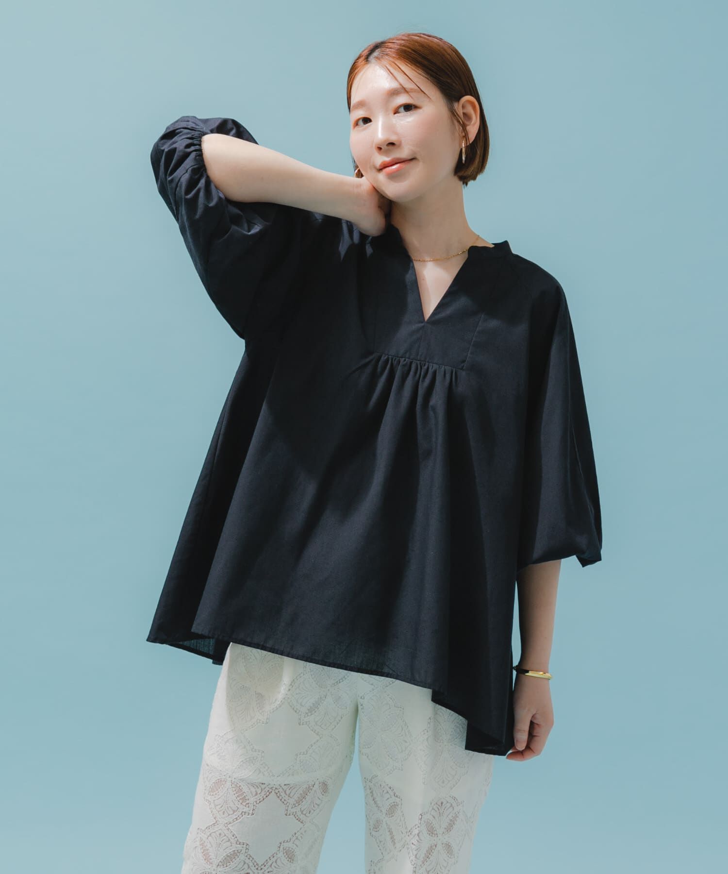 URBAN RESEARCH ROSSO「『UR TECH』F by ROSSO　イージーリネンボリュームブラウス」|シャツ・ブラウス|