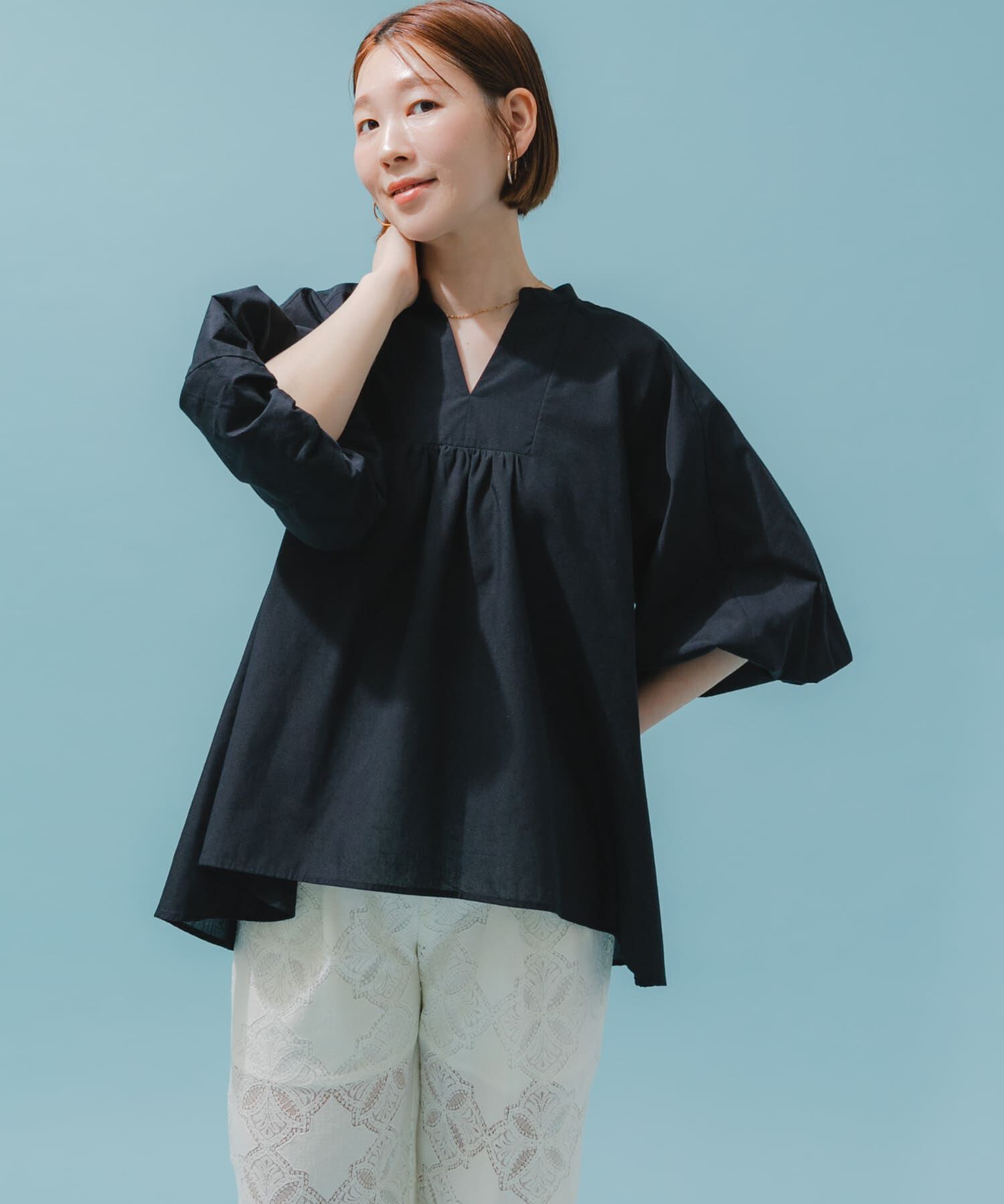 URBAN RESEARCH ROSSO「『UR TECH』F by ROSSO　イージーリネンボリュームブラウス」|シャツ・ブラウス|