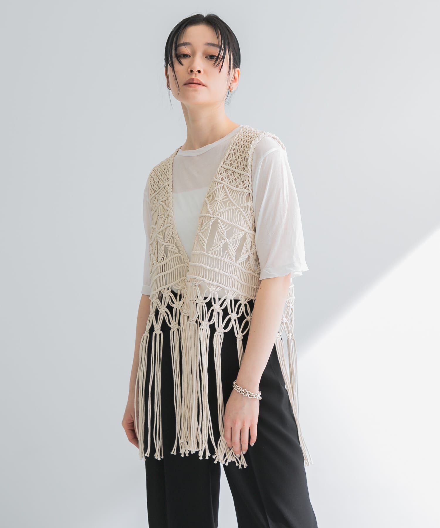 URBAN RESEARCH「マクラメ編みハンドニットベスト」|ベスト・ジレ|