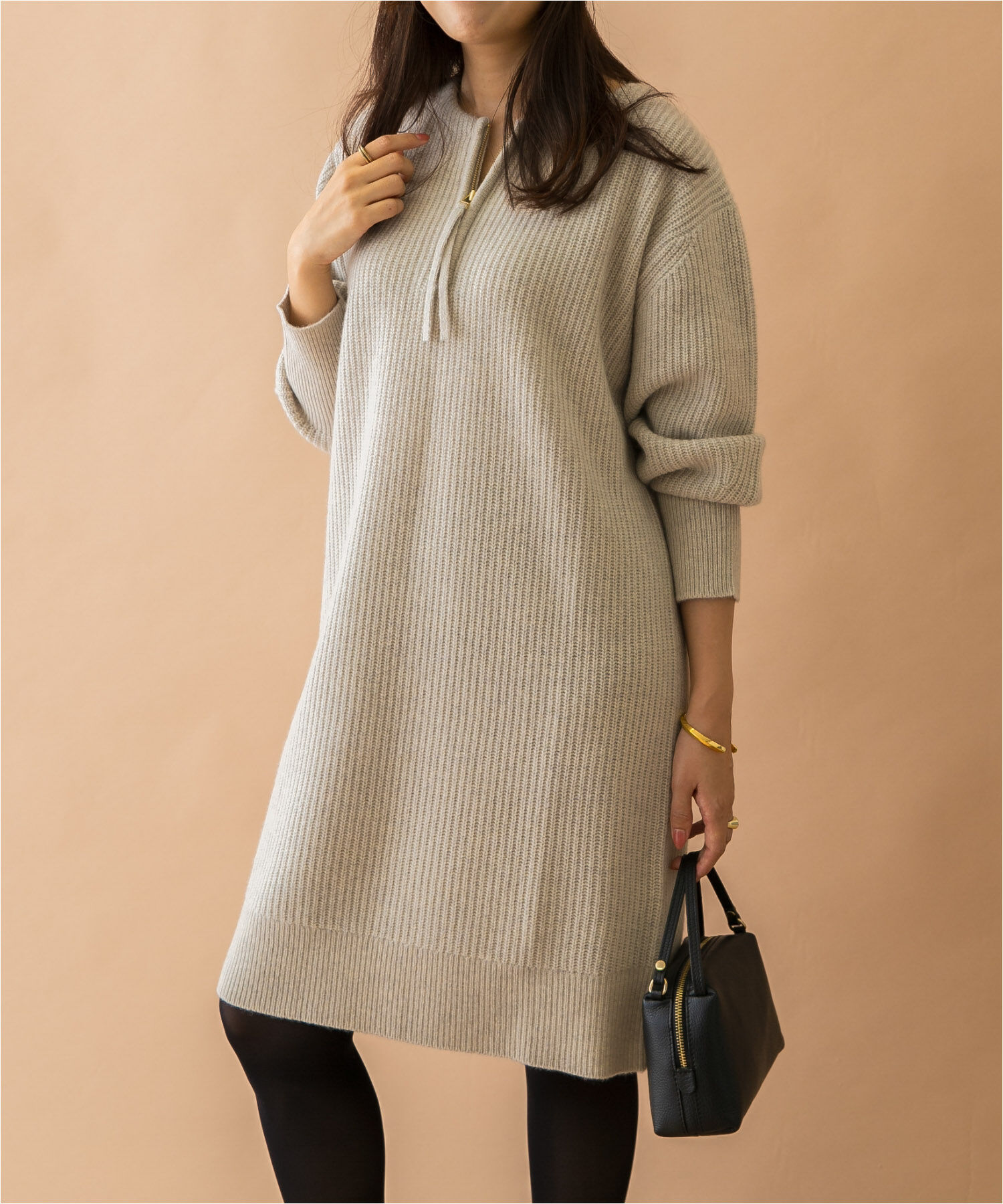 URBAN RESEARCH ROSSO「F by ROSSO　ハミルトン片畦ハーフZIPミニワンピース」|ワンピース|