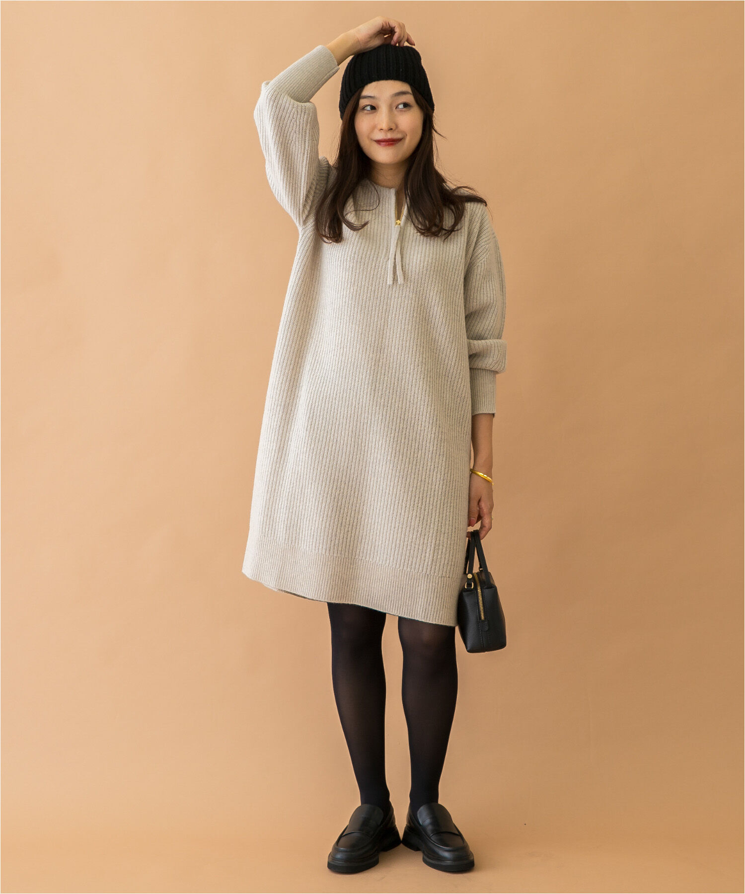 URBAN RESEARCH ROSSO「F by ROSSO　ハミルトン片畦ハーフZIPミニワンピース」|ワンピース|