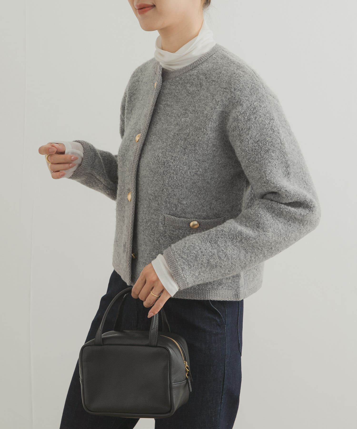 URBAN RESEARCH DOORS「ノーカラーニットカーディガン」|カーディガン|