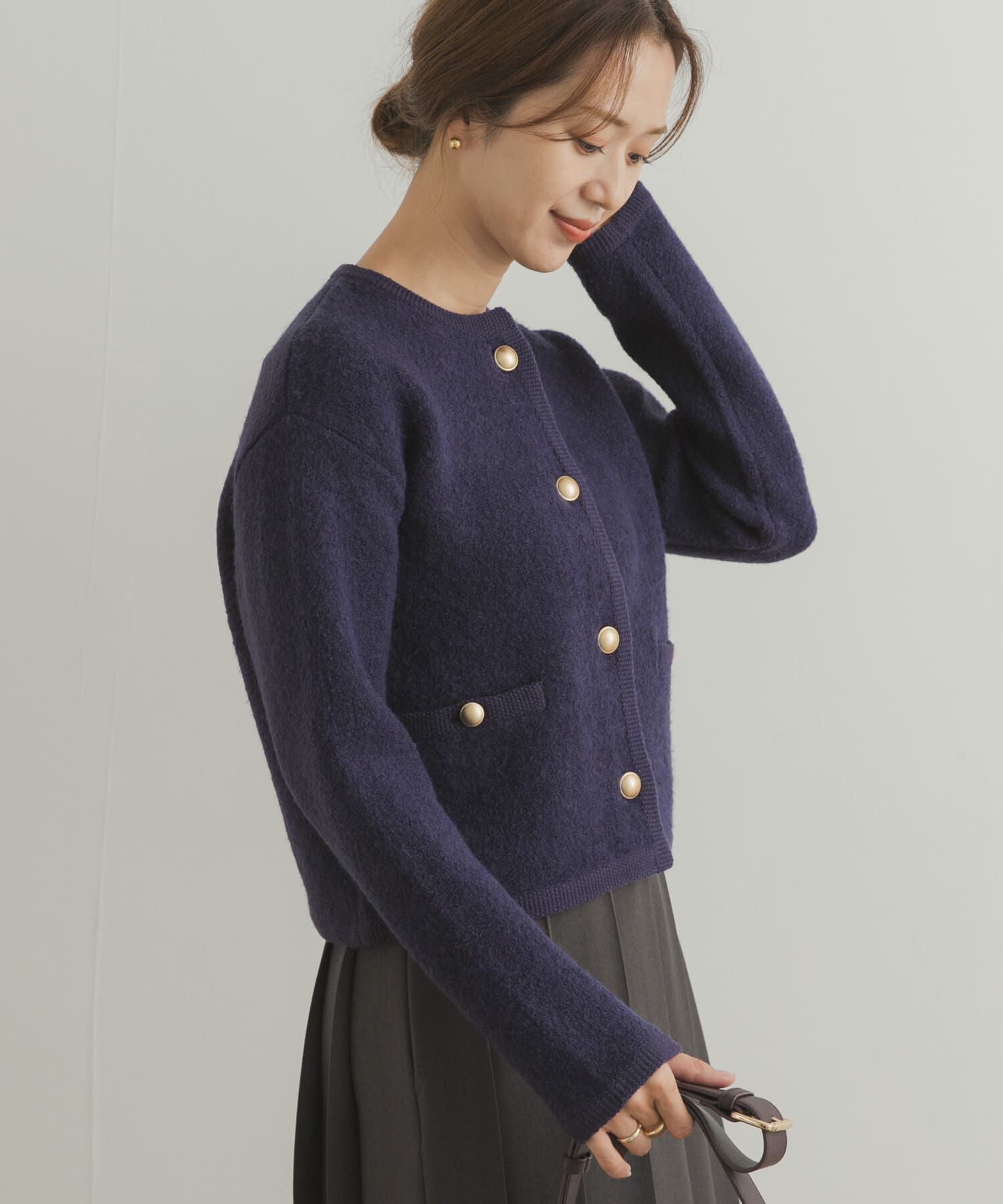 URBAN RESEARCH DOORS「ノーカラーニットカーディガン」|カーディガン|