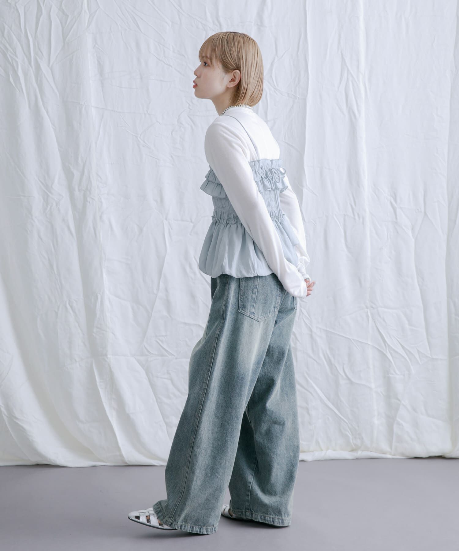  「『2サイズ展開』ドローストリングデニム」|デニム|
