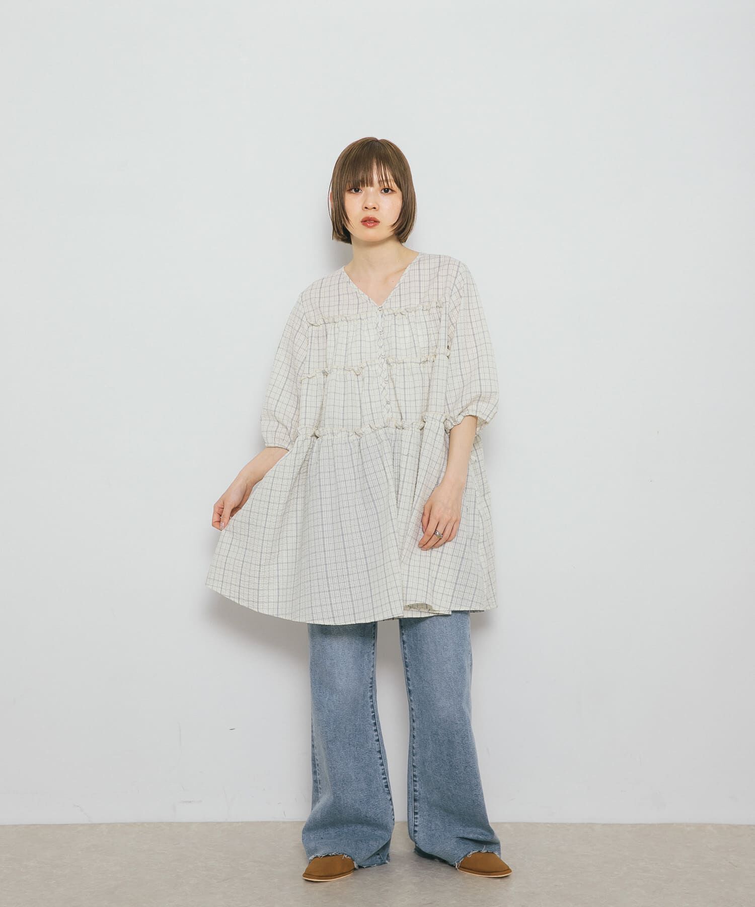  「サッカーチェックミニワンピース」|ワンピース|