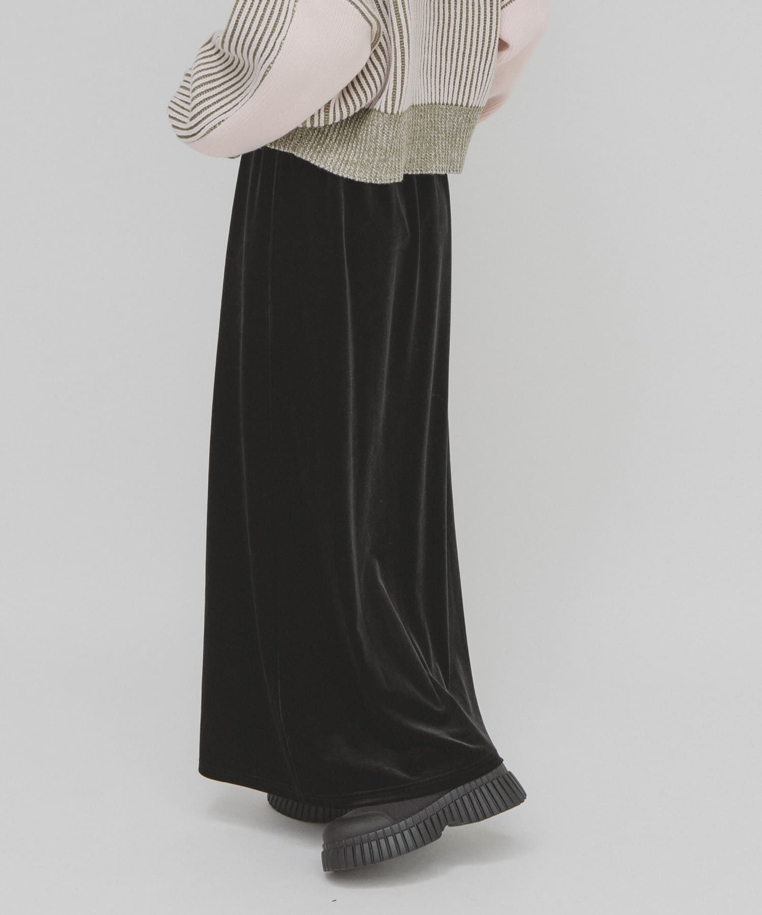  「ベロアナロースカート」|スカート|ブラック