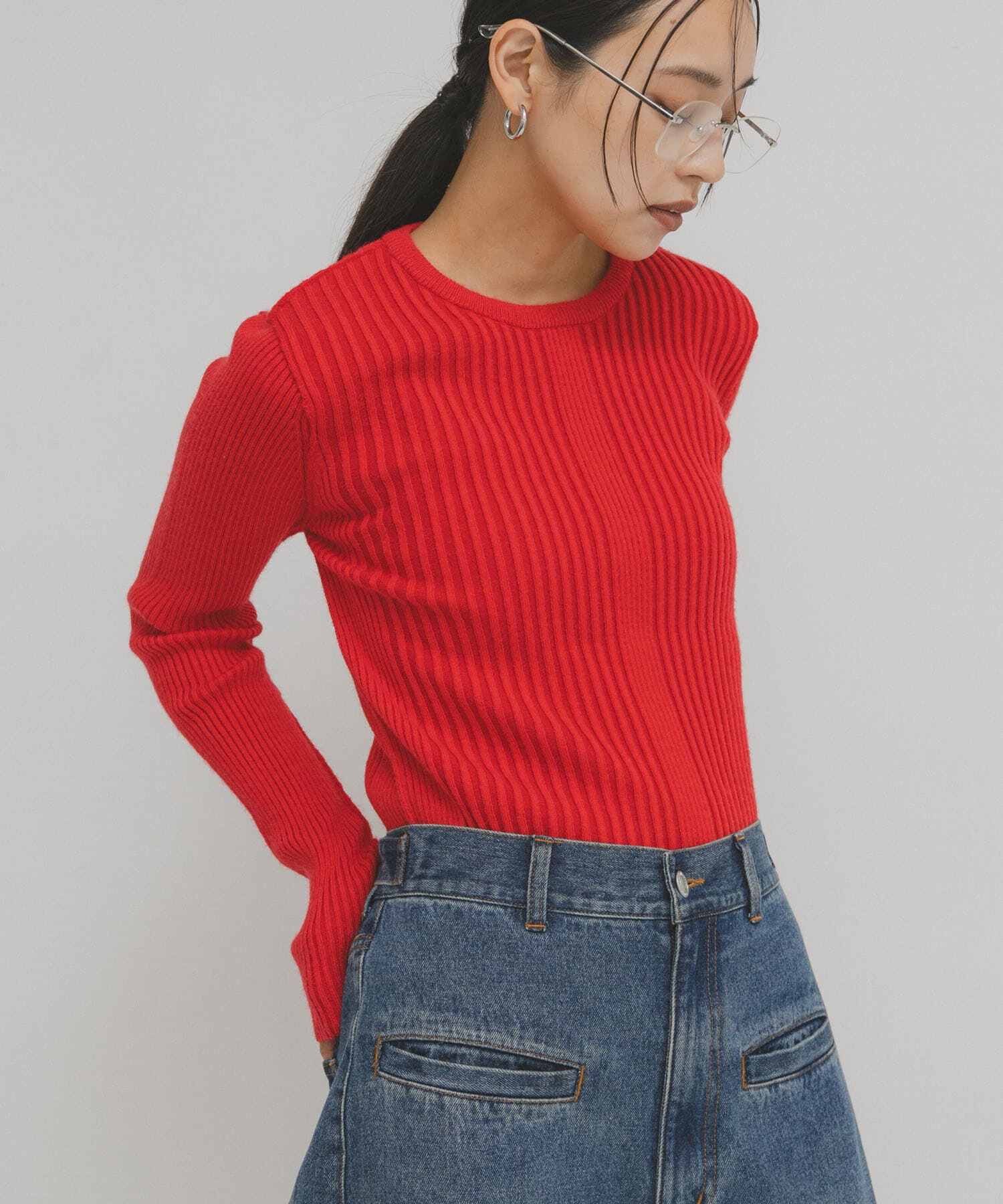  「illi　ランダムRIBクルーネックニット」|ニット・セーター|