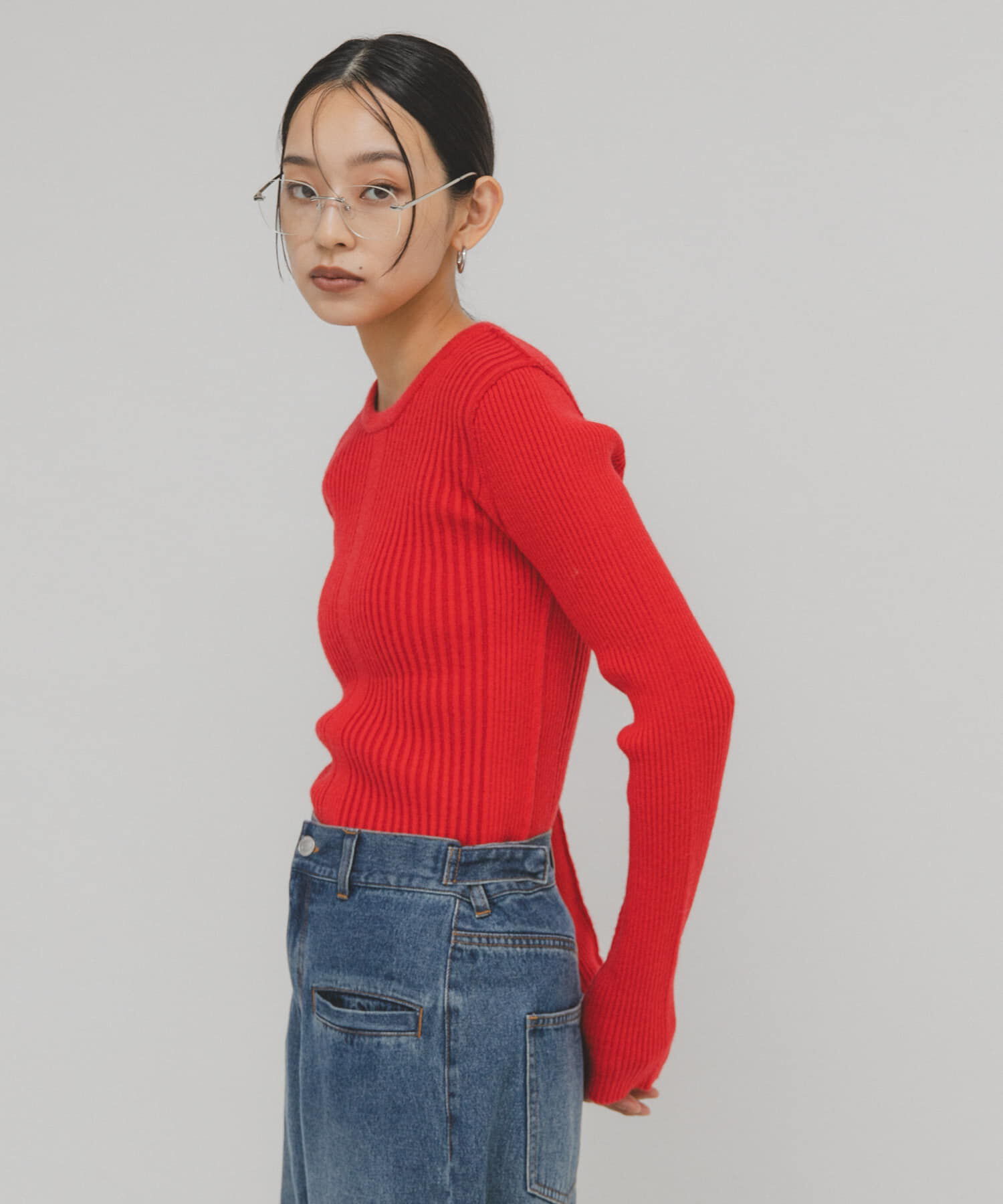  「illi　ランダムRIBクルーネックニット」|ニット・セーター|