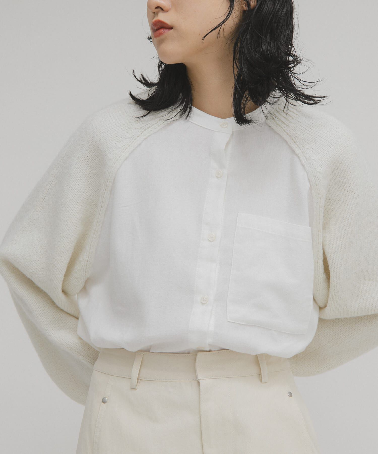  「ニットスリーブデザインシャツ」|シャツ・ブラウス|