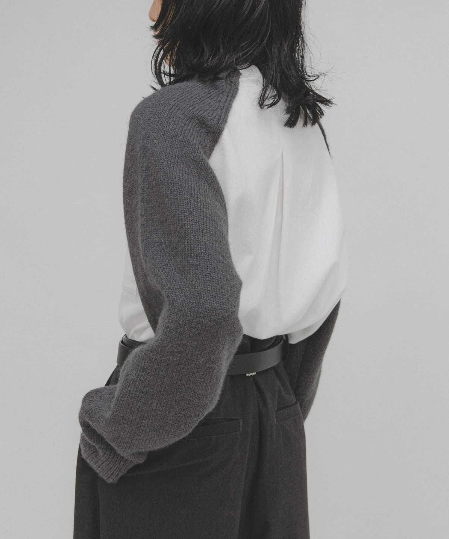  「ニットスリーブデザインシャツ」|シャツ・ブラウス|