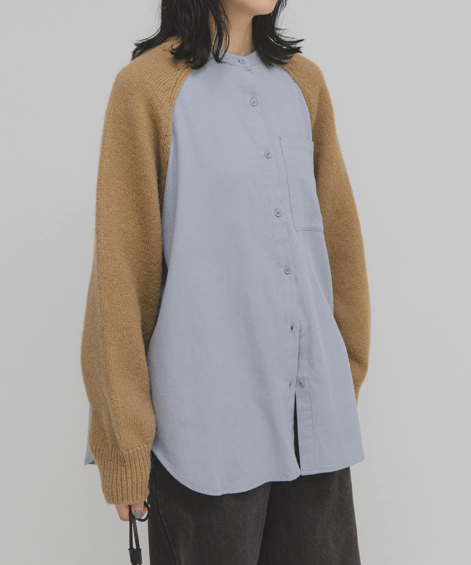  「ニットスリーブデザインシャツ」|シャツ・ブラウス|