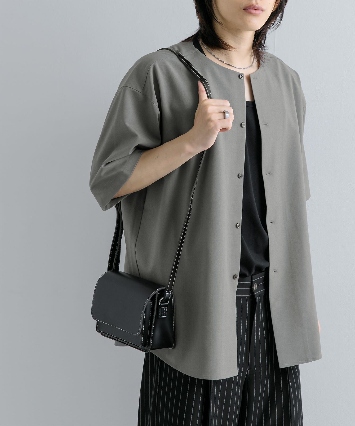 SENSE OF PLACE by URBAN RESEARCH「ノーカラーシャツ(5分袖)」|シャツ・ブラウス|