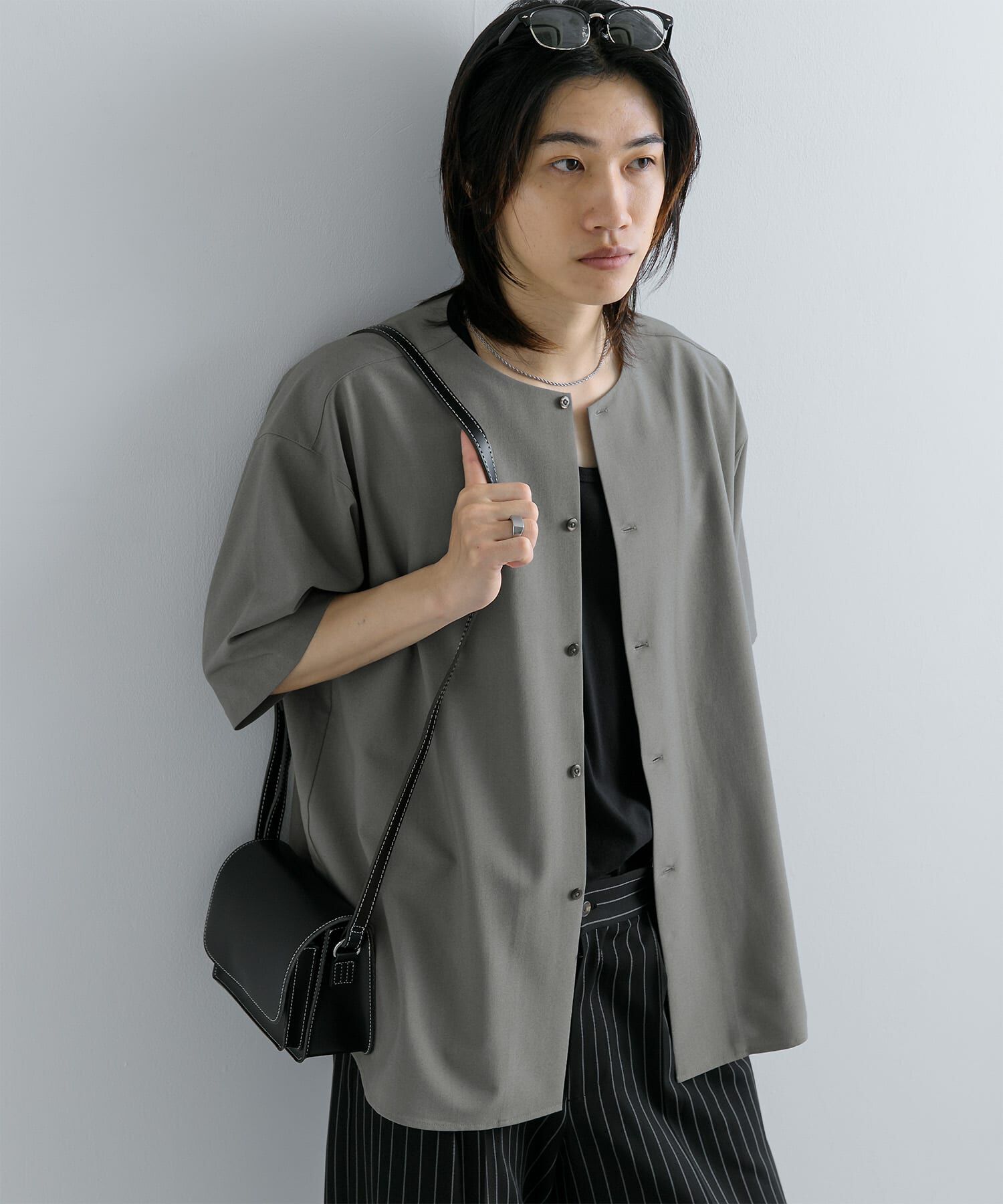 SENSE OF PLACE by URBAN RESEARCH「ノーカラーシャツ(5分袖)」|シャツ・ブラウス|