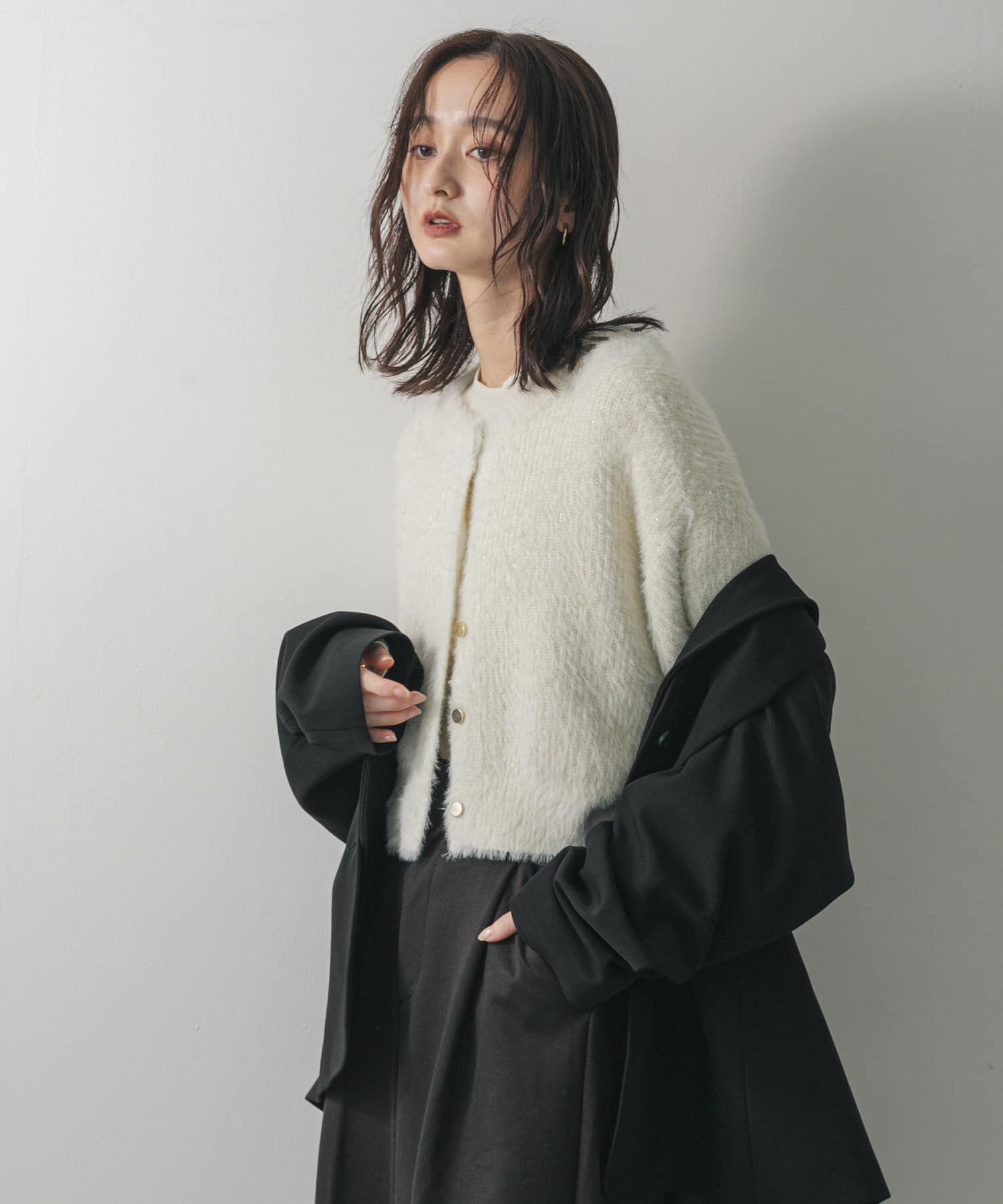 SENSE OF PLACE by URBAN RESEARCH「『一部WEB限定カラー』ラメシャギークロップドカーディガン」|カーディガン|