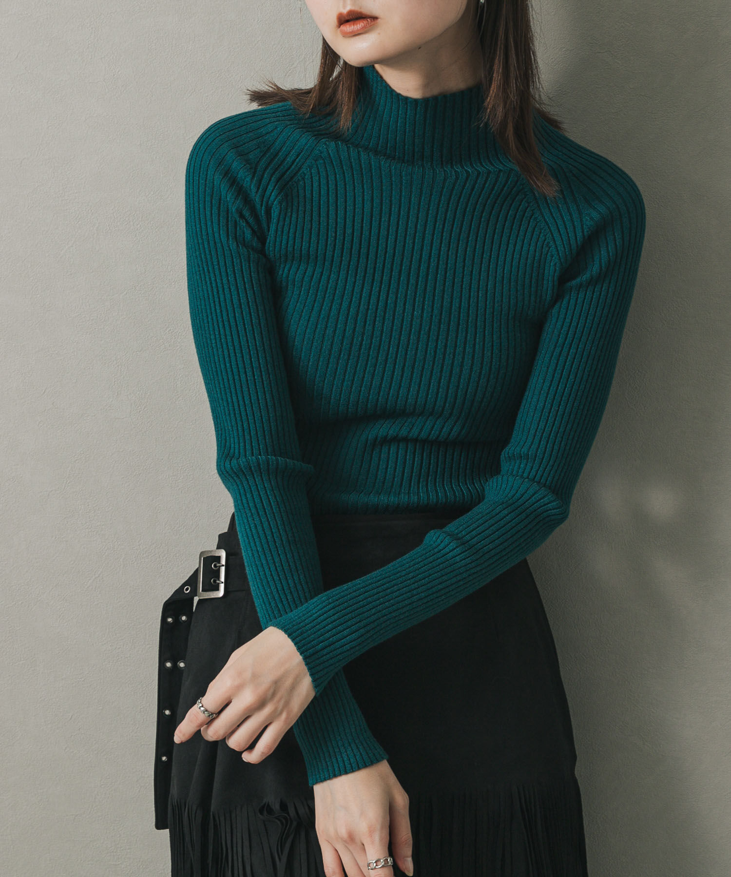 SENSE OF PLACE by URBAN RESEARCH「『一部WEB限定カラー』『毛玉防止』ストレッチリブハイネックセーター」|ニット・セーター|グリーン