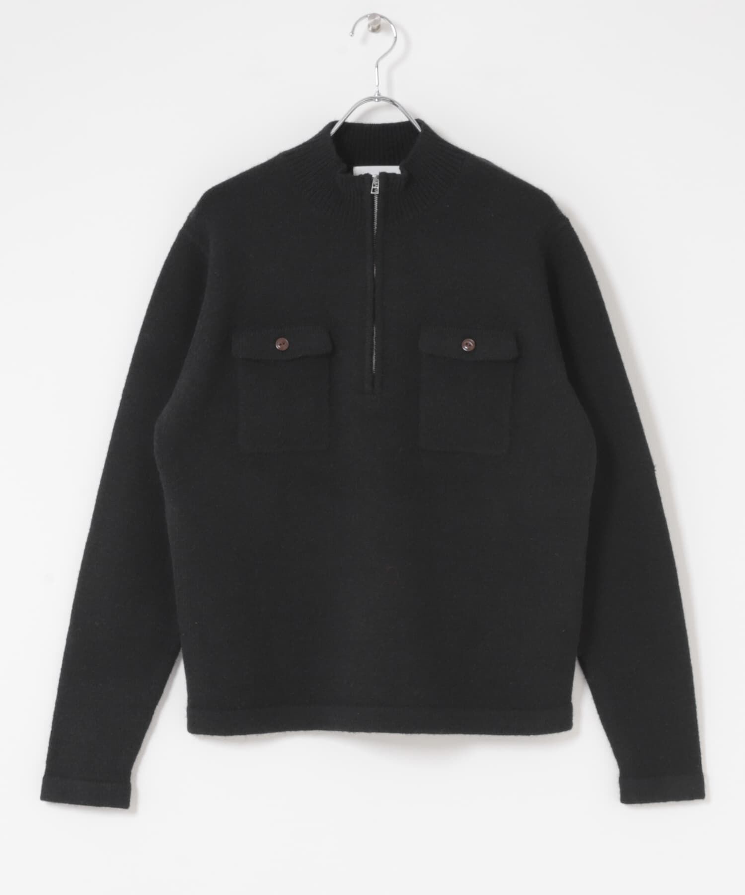 SENSE OF PLACE by URBAN RESEARCH「『洗濯可』ダブルポケットハーフジップニット」|ニット・セーター|ブラック