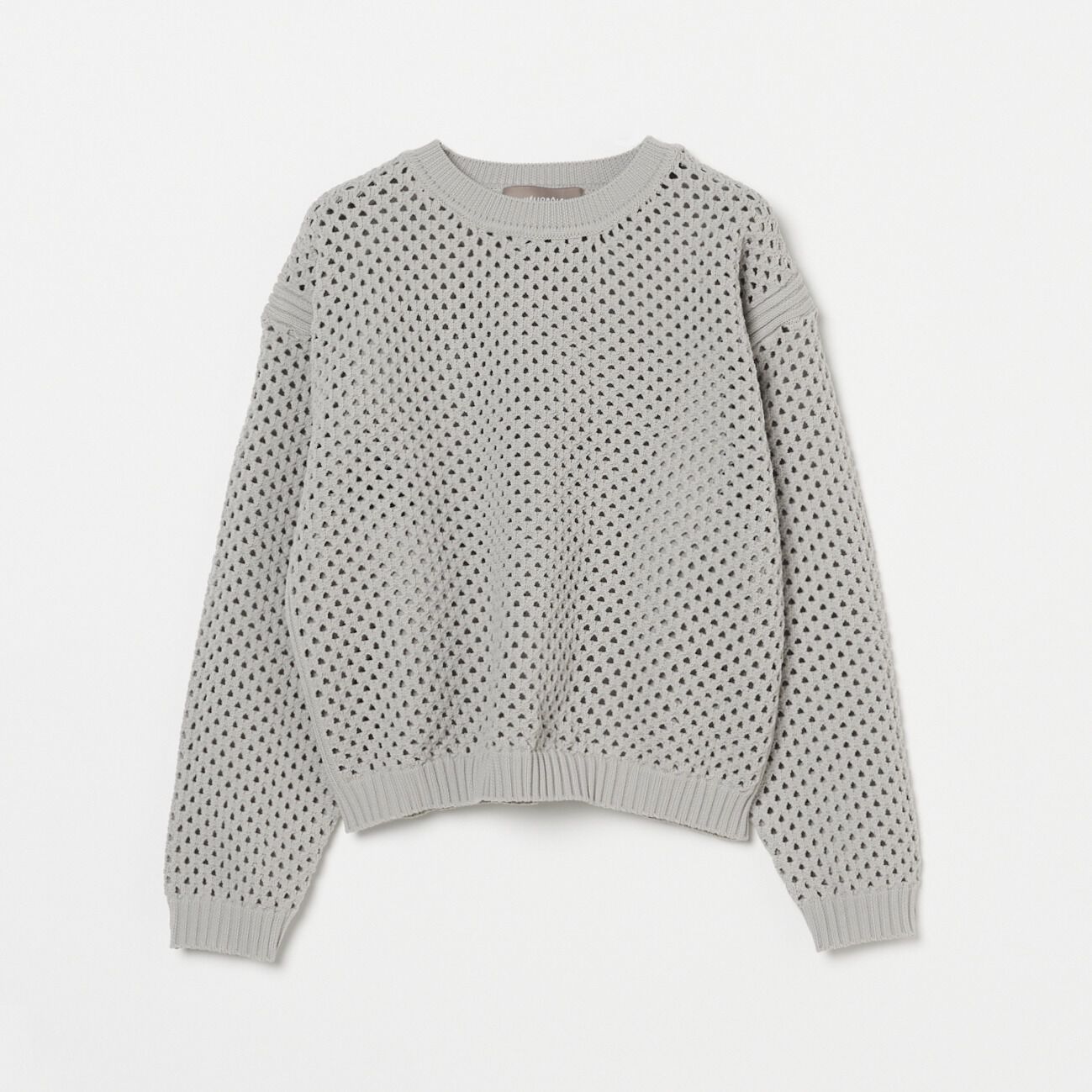 HELIOPOLE「HELIOPOLE EYELET KNIT CREW NECK」|ニット・セーター|ミディアムグレー