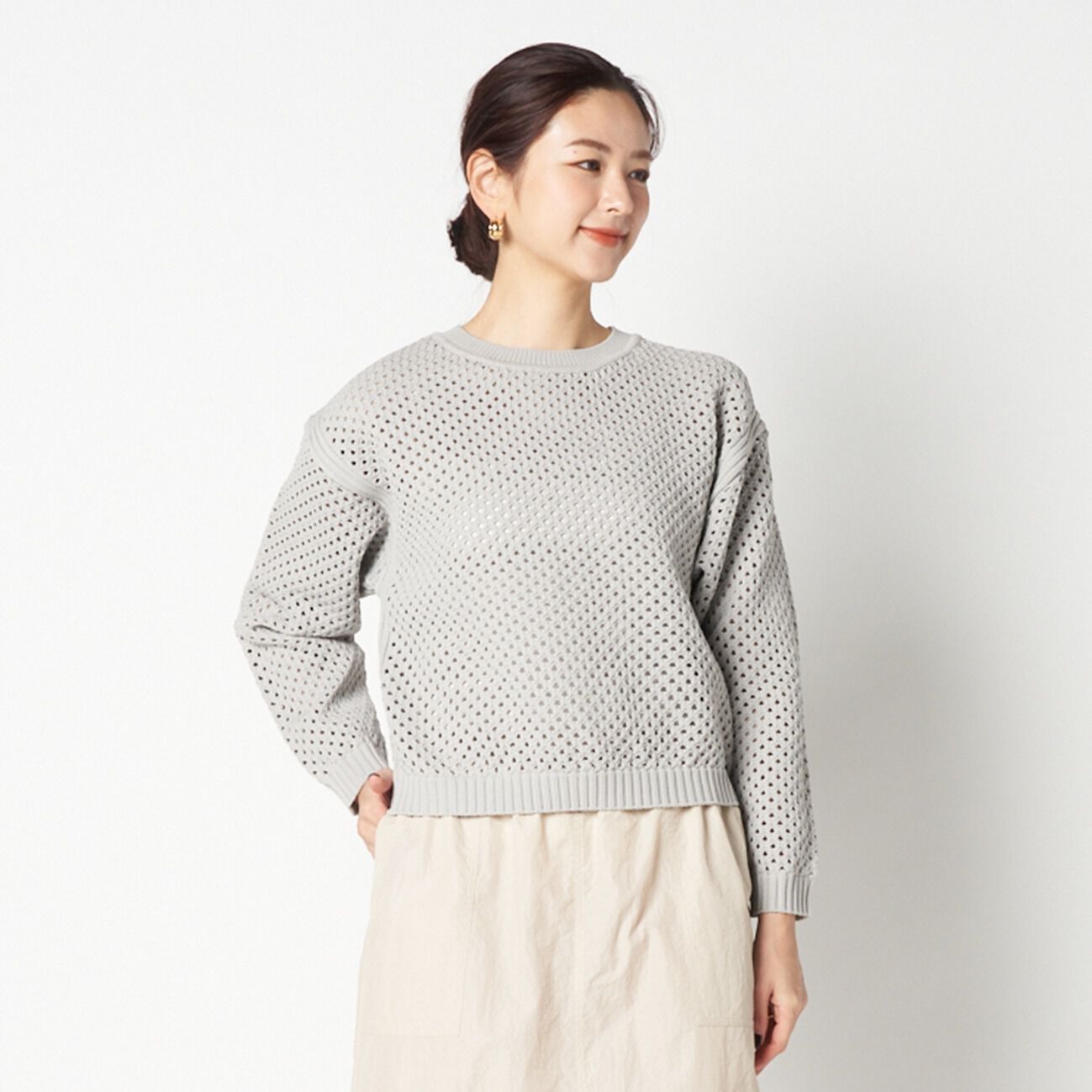 HELIOPOLE「HELIOPOLE EYELET KNIT CREW NECK」|ニット・セーター|