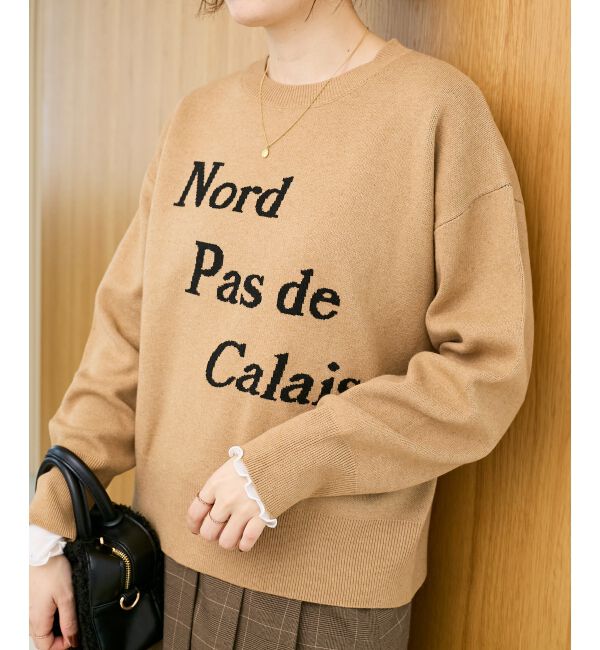  「AL ダブルジャガードロゴニット」|ニット・セーター|キャメル