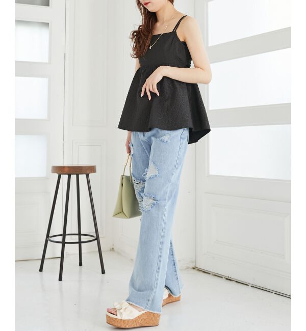 MAJESTICLEGON「ジャカードペプラムキャミブラウス」|シャツ・ブラウス|