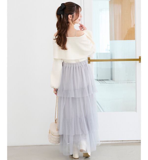  「ビジューリボンオフショルニット」|ニット・セーター|