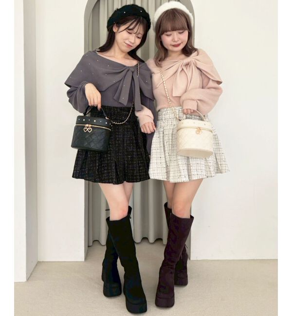  「ビジューリボンオフショルニット」|ニット・セーター|