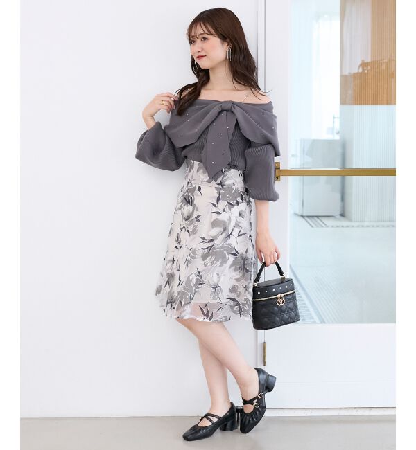  「ビジューリボンオフショルニット」|ニット・セーター|