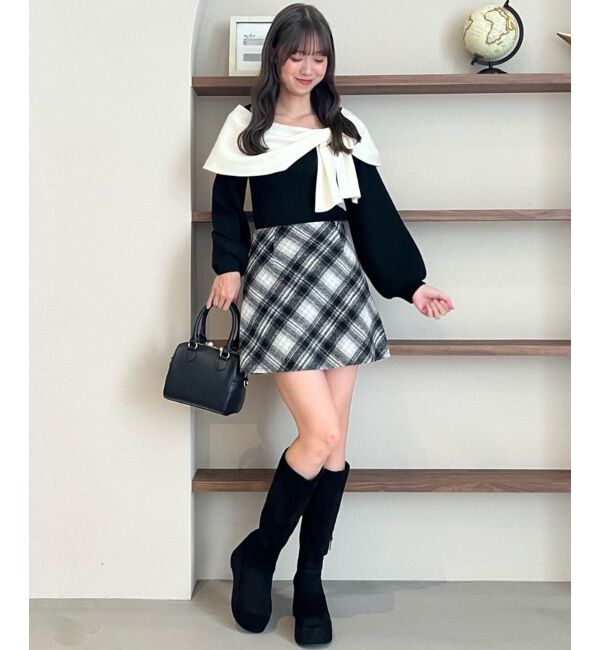  「ビジューリボンオフショルニット」|ニット・セーター|