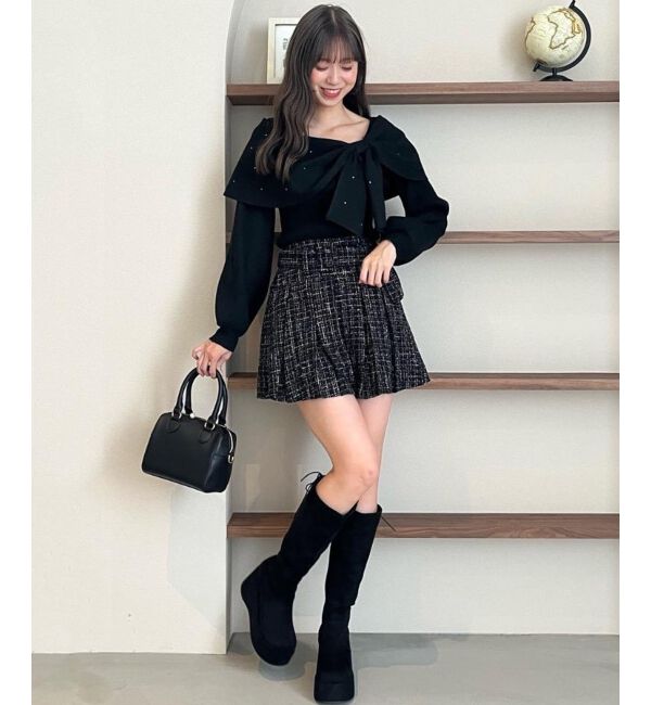  「ビジューリボンオフショルニット」|ニット・セーター|