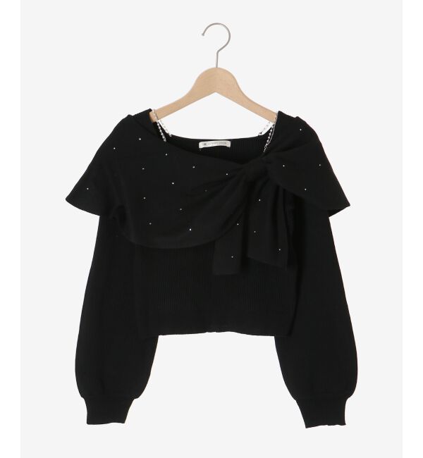  「ビジューリボンオフショルニット」|ニット・セーター|