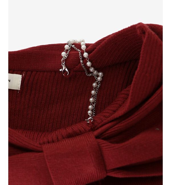  「ビジューリボンオフショルニット」|ニット・セーター|