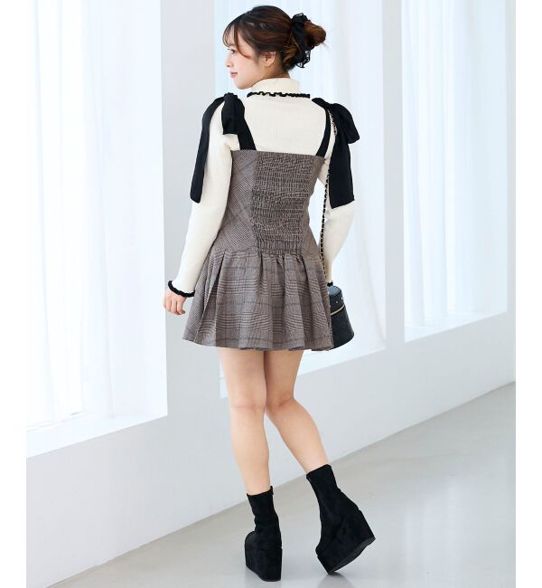  「ショルダーリボンミニワンピース」|ワンピース|