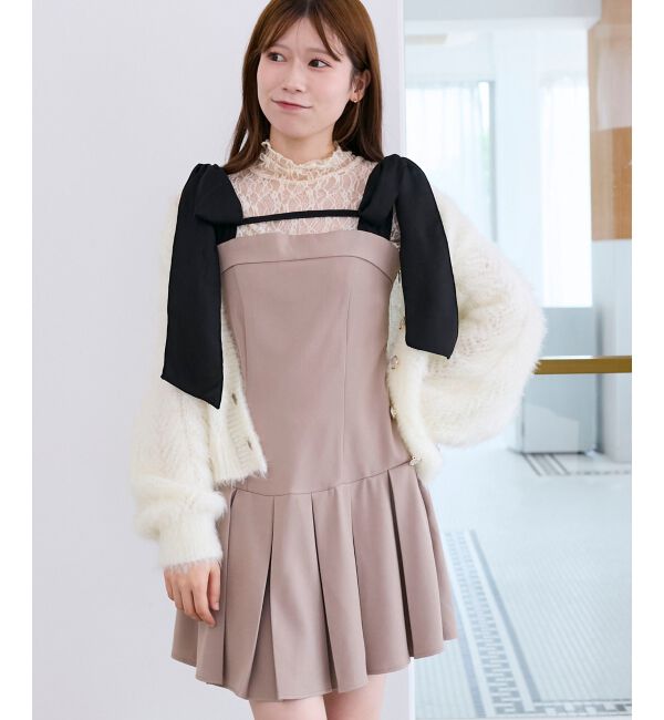  「ショルダーリボンミニワンピース」|ワンピース|