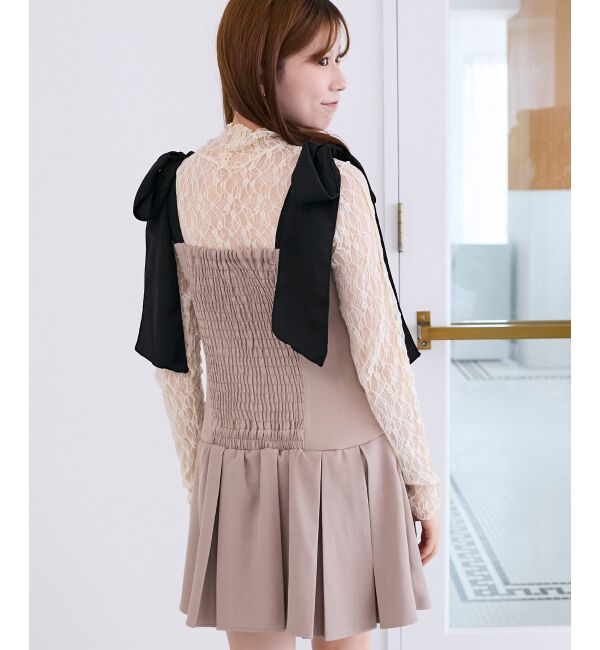  「ショルダーリボンミニワンピース」|ワンピース|