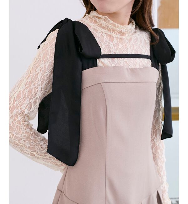  「ショルダーリボンミニワンピース」|ワンピース|