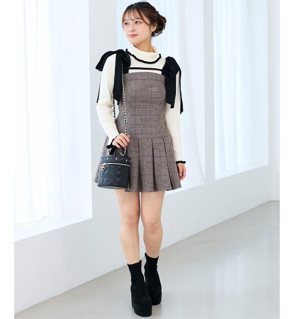  「ショルダーリボンミニワンピース」|ワンピース|