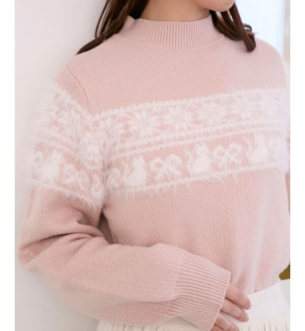  「ネコチャンジャカードトップス」|ニット・セーター|