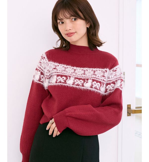  「ネコチャンジャカードトップス」|ニット・セーター|